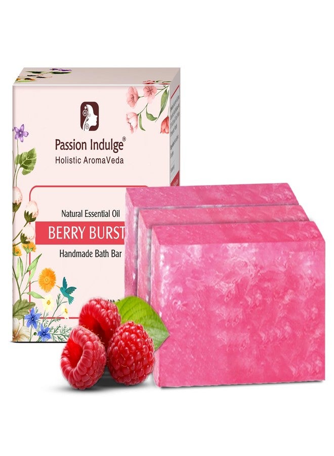 Passion Indulge Berry Burst Handmade Bath Bar – Natural Bath Bar with Berries, Essential Oils & Herbs | Refreshes Skin & Boosts Glow – 3 x 100g - Image 1